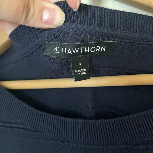 41 Hawthorn Hauthie Pointelle 3/4 Sleeve Pullover Sweater Top Women’s Large - Picture 3 of 7